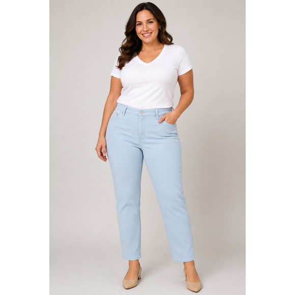 Gloria Vanderbilt Denim - Gloria Vanderbilt Amanda Jeans Womens 18 Short Light Blue Tapered Leg Classic...